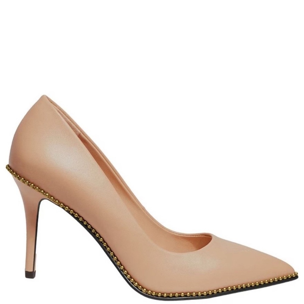 NIB COACH Waverly Bead-Trim Leather Pump in Beechwood in size 7B - Picture 4 of 12